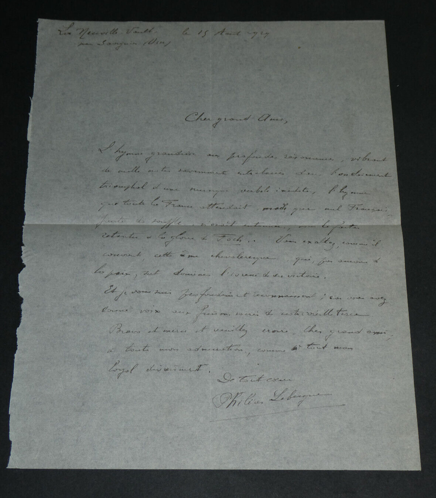 Phileas Lebesgue - Writer - Letter Autograph Hand Signed - Foch - 1929