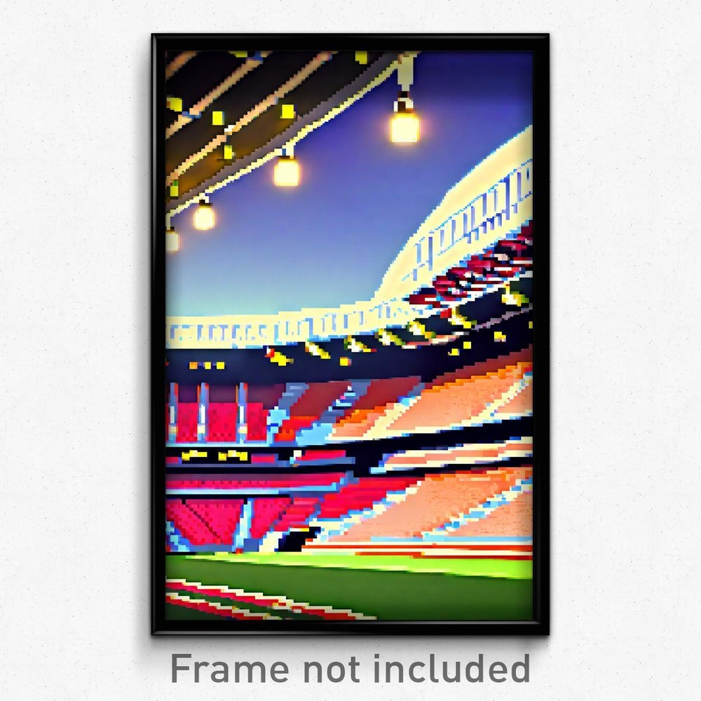 8 Bit Psychedelic Pixel Art Stadium Poster - Trippy Video Game Print  