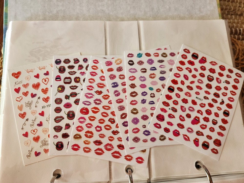 Nail Art 3D Decal Stickers Hearts, Lips, Kiss, Love, Valentine's Day