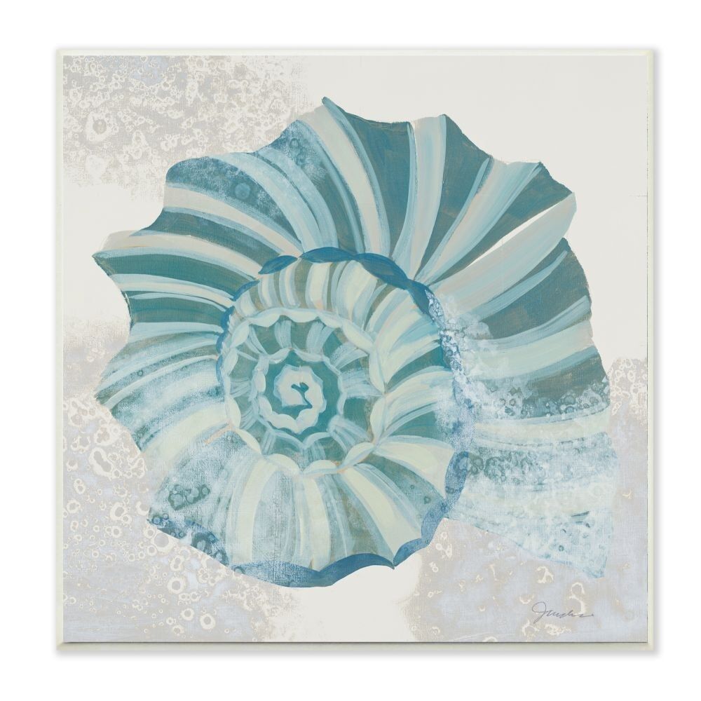 Stupell Marine Nautilus Shell Beach Ocean Animal Painting Wood Wall Art,12x12 -