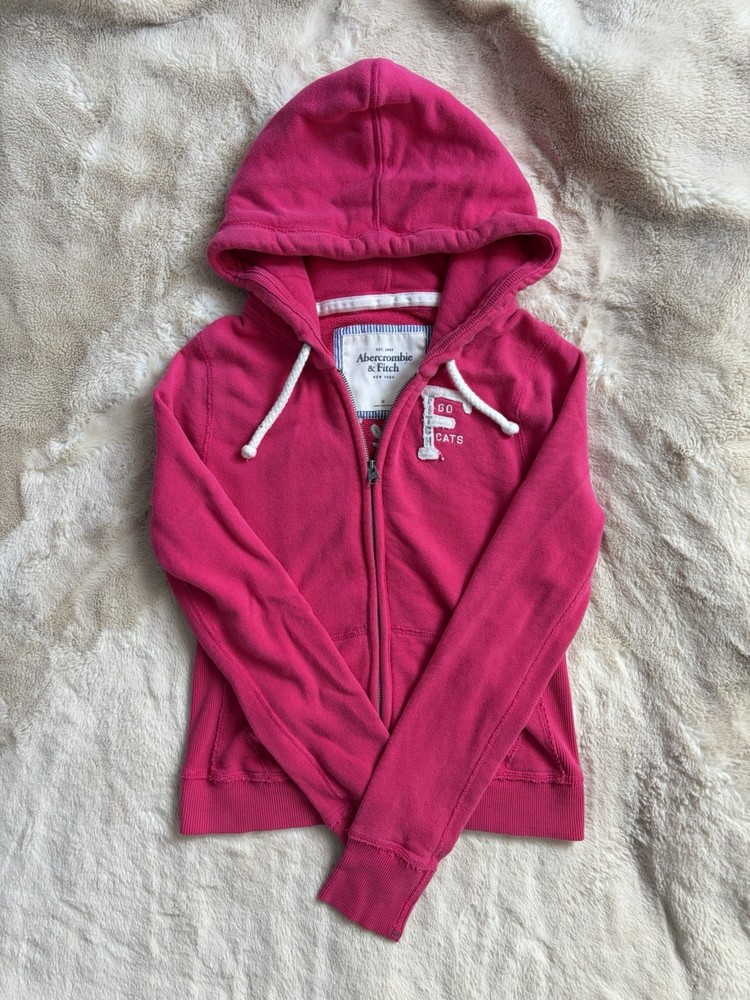 Bright Pink Size M Women’s Abercrombie & Fitch Zip Up Hoodie! Y2K