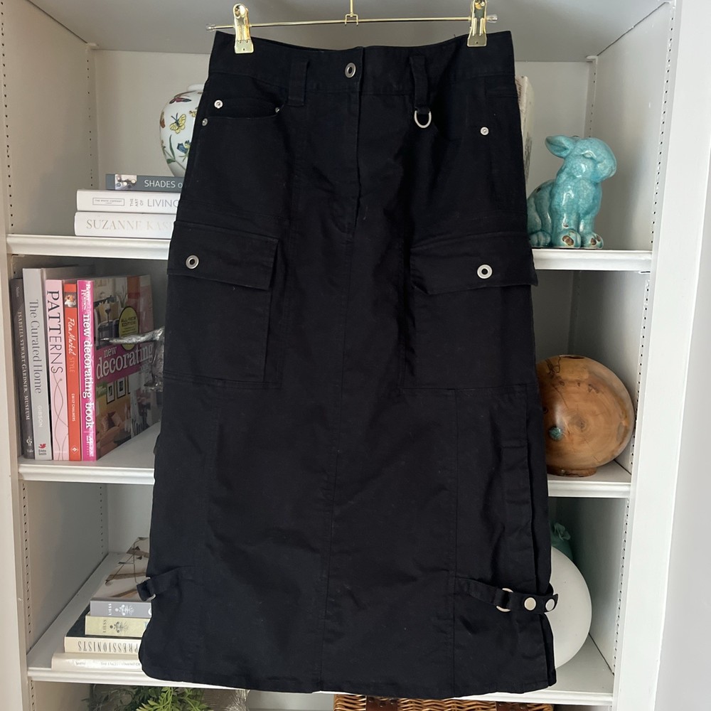 3.1 Phillip Lim  Cotton Cargo Utility Black Skirt Size 10, 32” waist 31” length