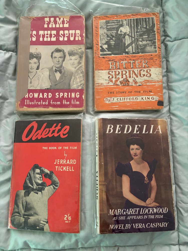 4 UK movie tie-in paperbacks 1940s Bedelia - Odette, Bitter Springs etc VG
