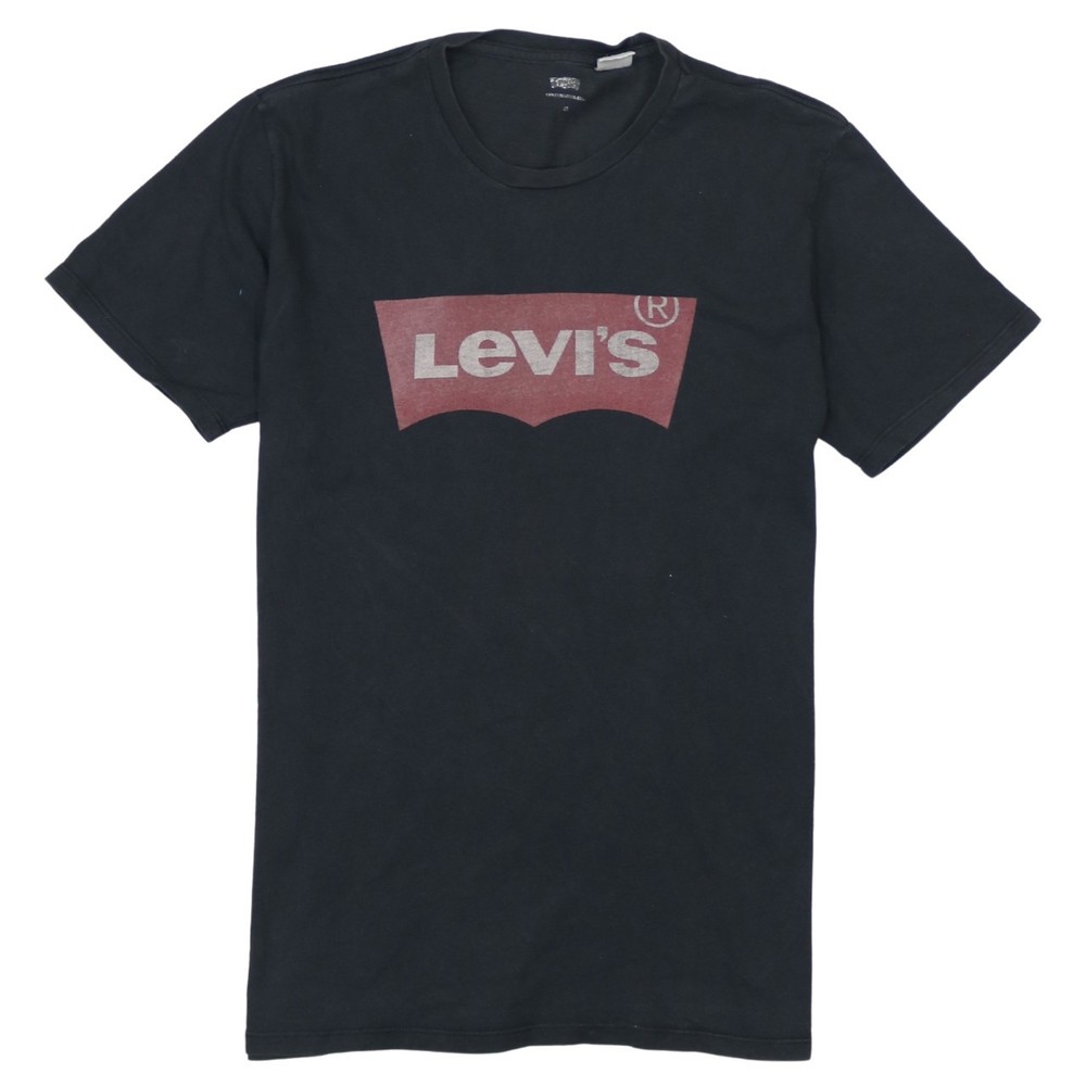 Levis Womens T Shirt Black Cotton Batwing Logo Graphic Crew Neck Short Sleeve M