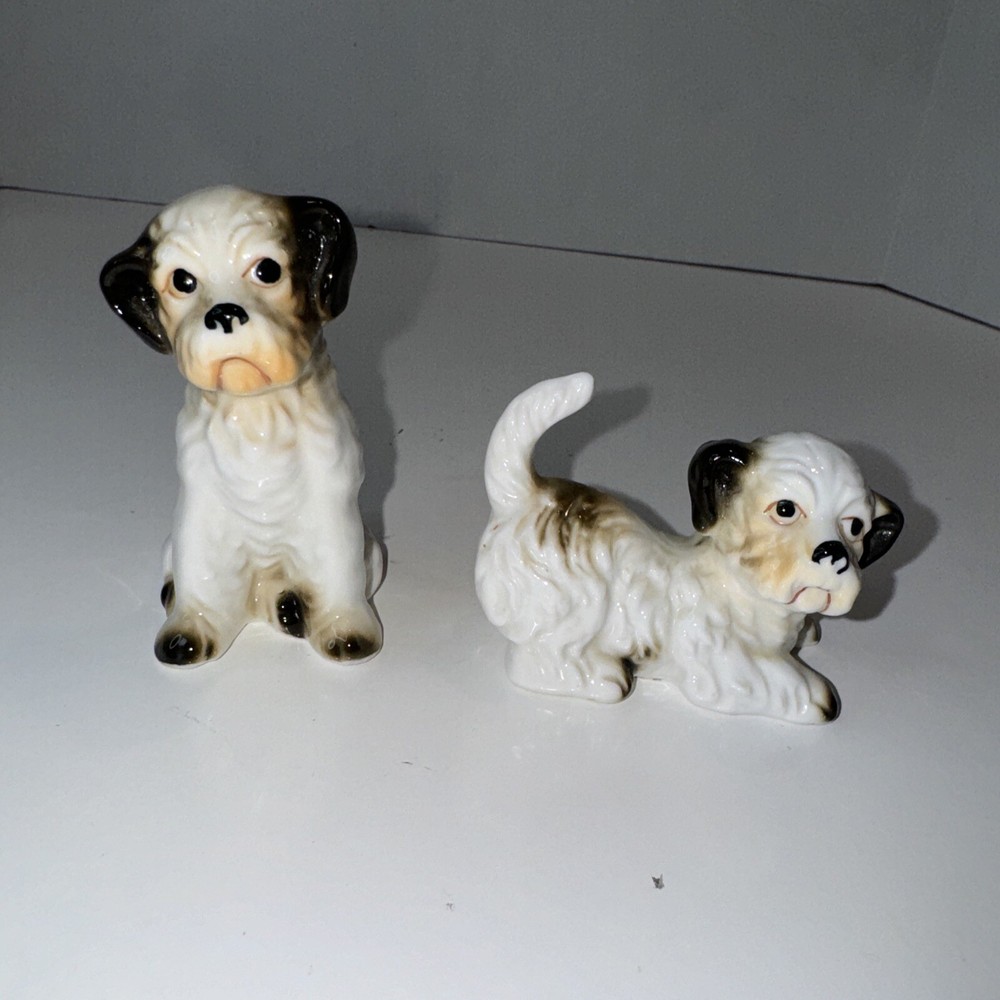 Unbranded Dog Figurine Set Unisex OS White Black Brown Ceramic Puppy Statues