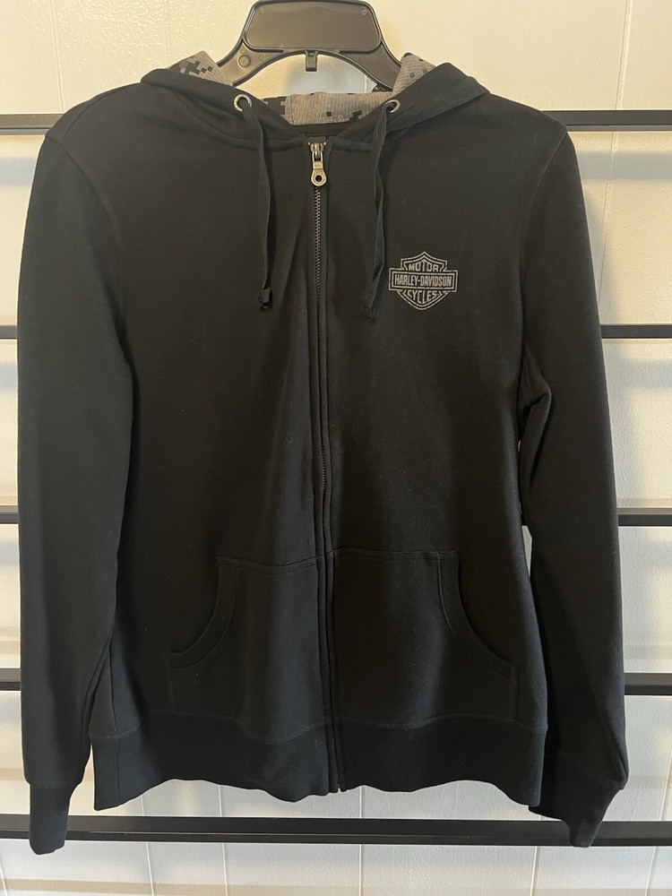 HARLEY-DAVIDSON® WOMENS WOUNDED WARRIOR ZIP UP HOODIE BLACK LARGE,B8