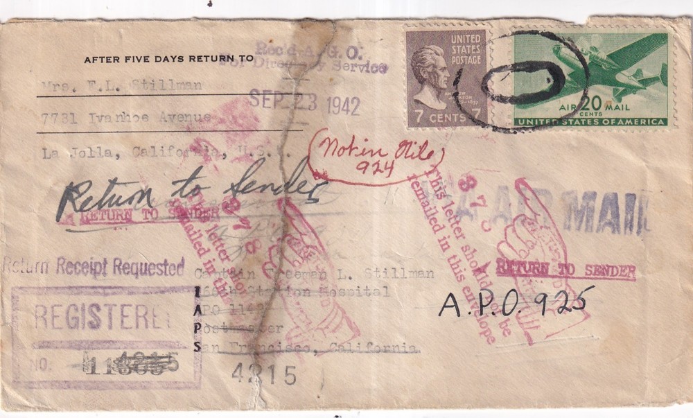 812, C29 on Registered Airmail Cover