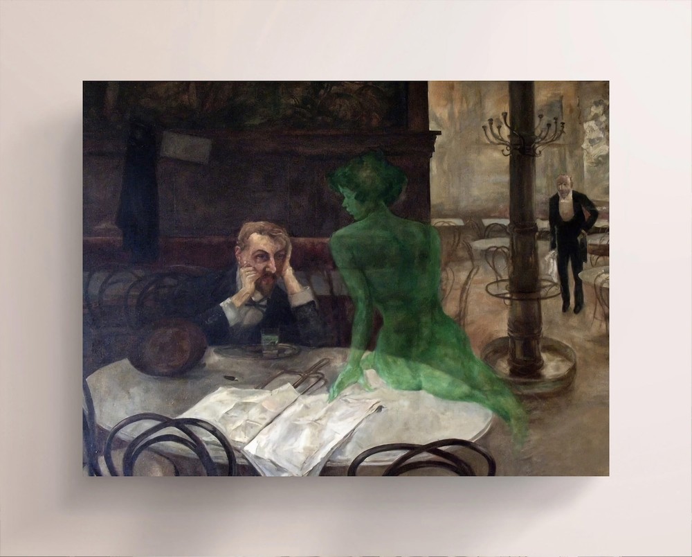 Viktor Oliva The Absinthe Drinker 1901 Vintage Canvas Art Print-image