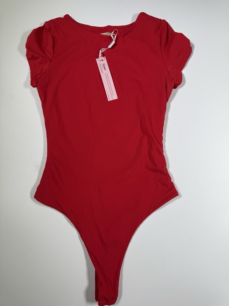 Women's Crew Neck Short Sleeve Bodysuit Double Lined Body Suits Basic T-shirt S