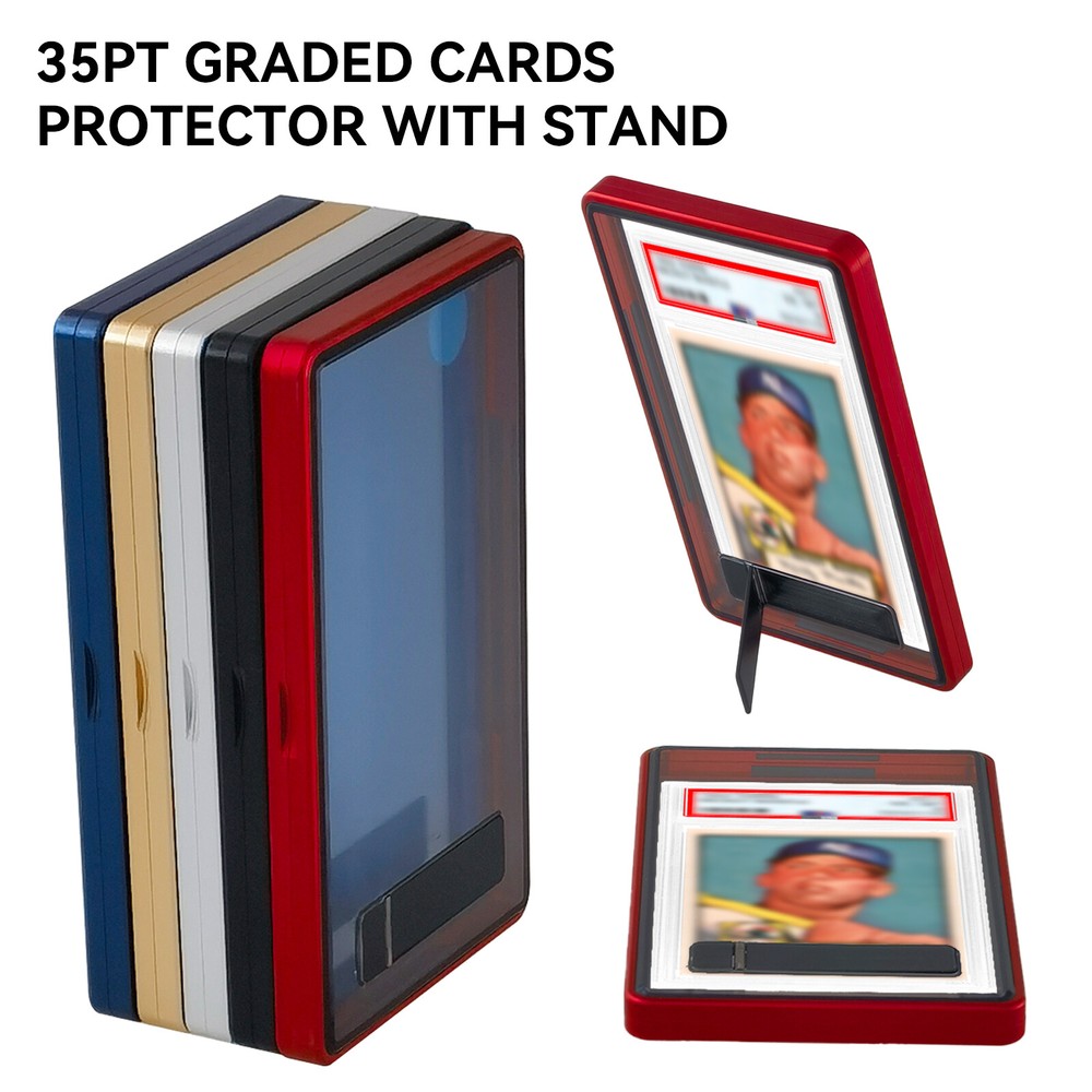 Graded Cards Protector with Folding Display Stand for PSA/CGC 35PT Standard Slab