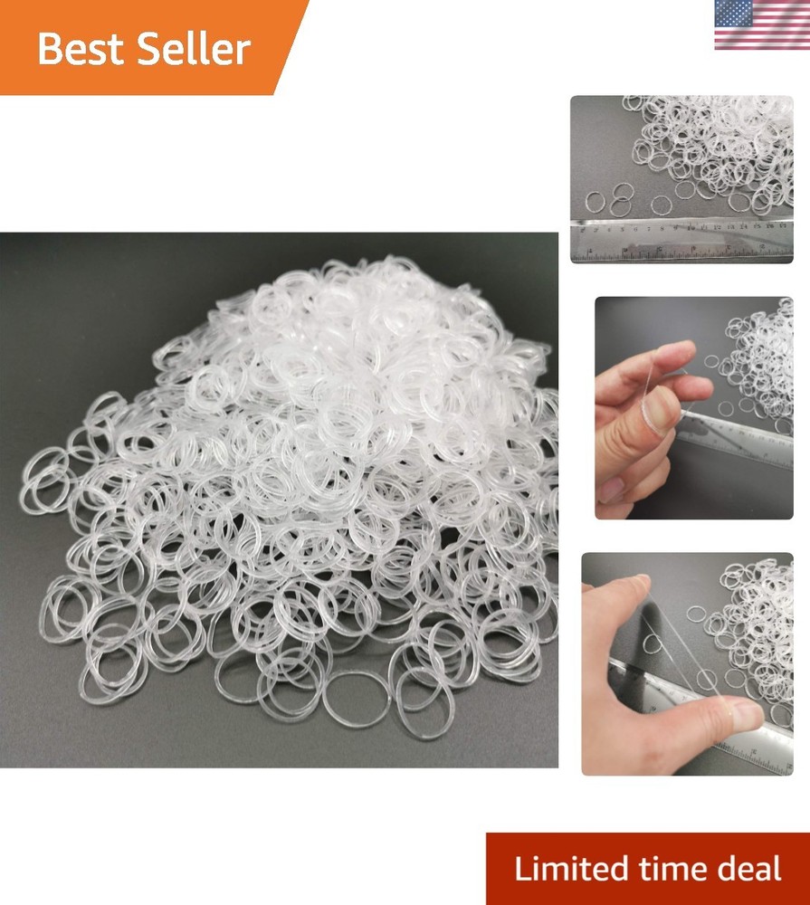 Strong Clear Rubber Bands 1000 Pcs for Braids & Wedding Hair