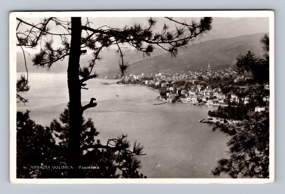 Croatia- Abbazia Volosca Kvarner Bay Panorama Standard Old PC Vintage Postcard