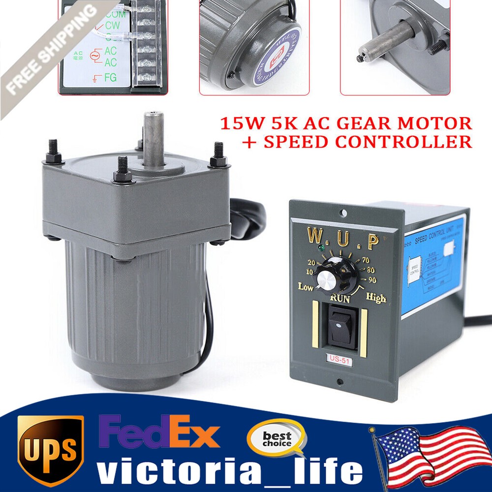 AC 110V Gear Motor Electric Variable Speed Reduction Controller 1:5 270 RPM 15W