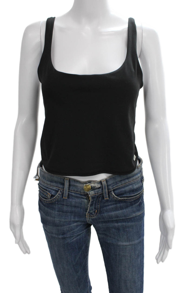 Vuori Womens Cropped Black Tank Scoop Neck Polyester Sleeveless Size SFree Shipping in US $100+ Orders | $6.95 Orders Below