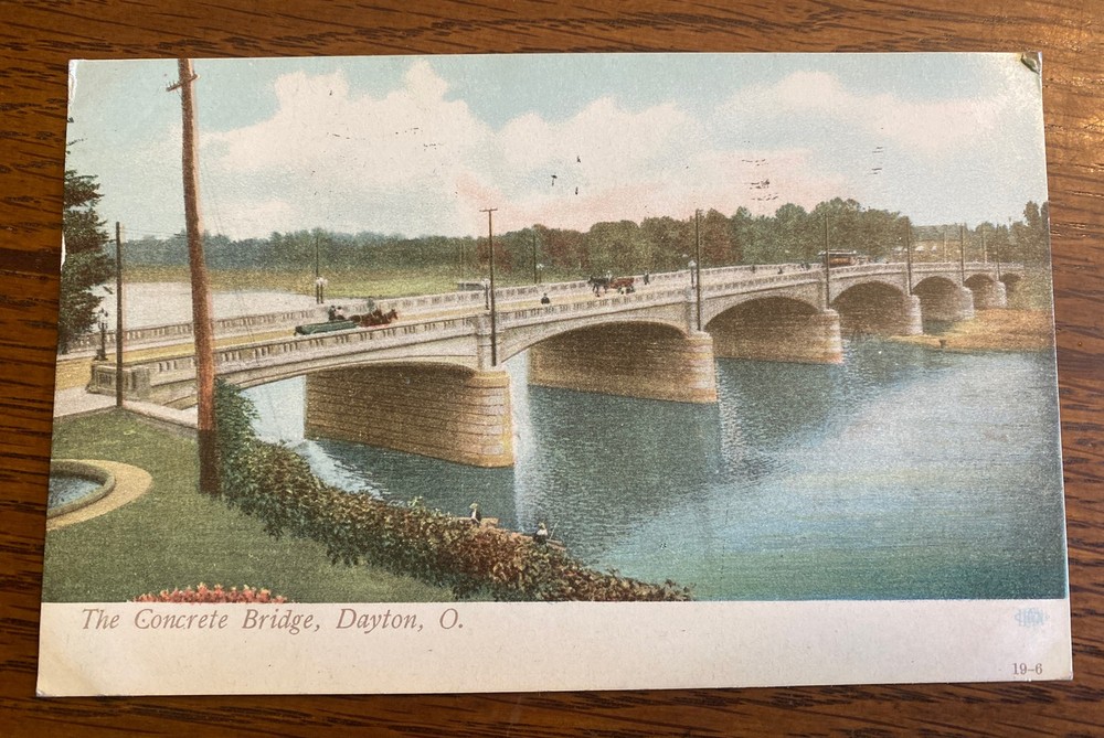 Vintage Postcard The Concrete Bridge Dayton Ohio Horses OH c1908 Posted