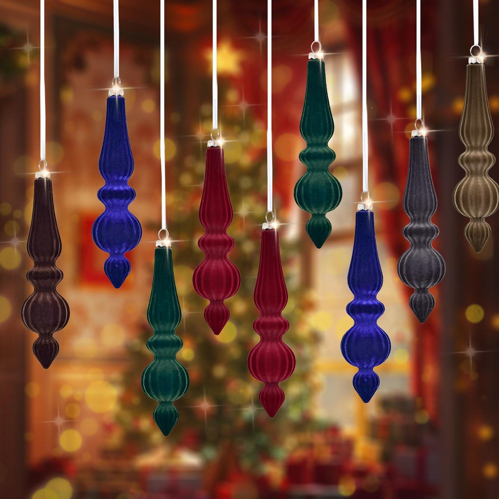 6pcs Hanging Velvet Taper Christmas Tree Decorations Novelty Ornaments