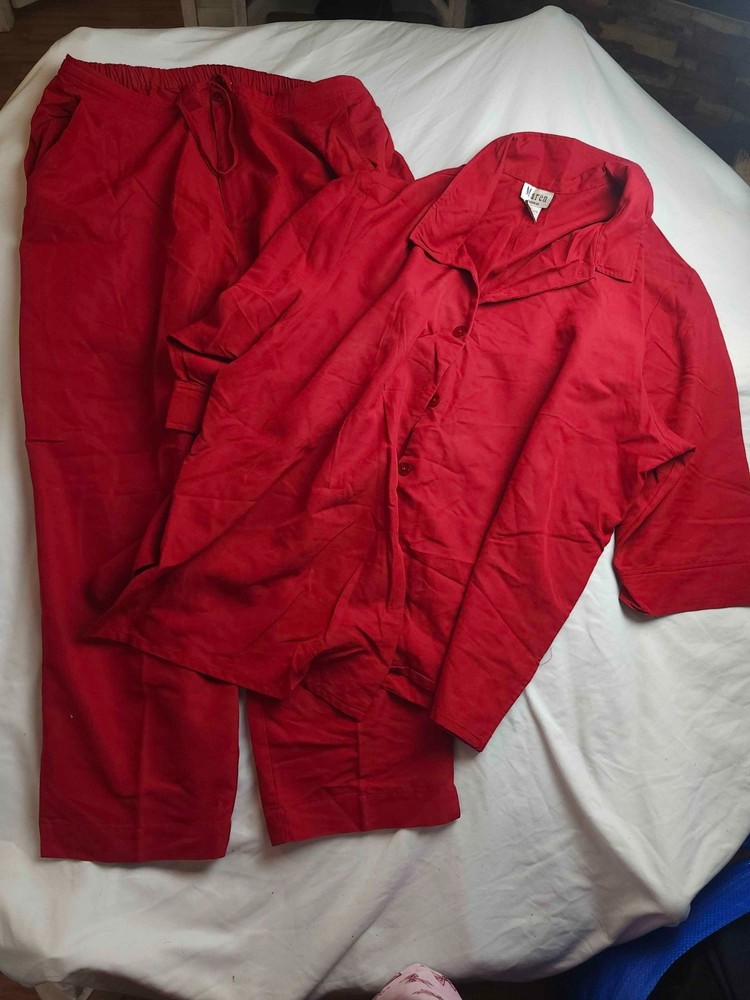 Maren Shirt & Pants Set Womens Size 3X/2X Red 2-Piece Set Casual Lounge Lyocell