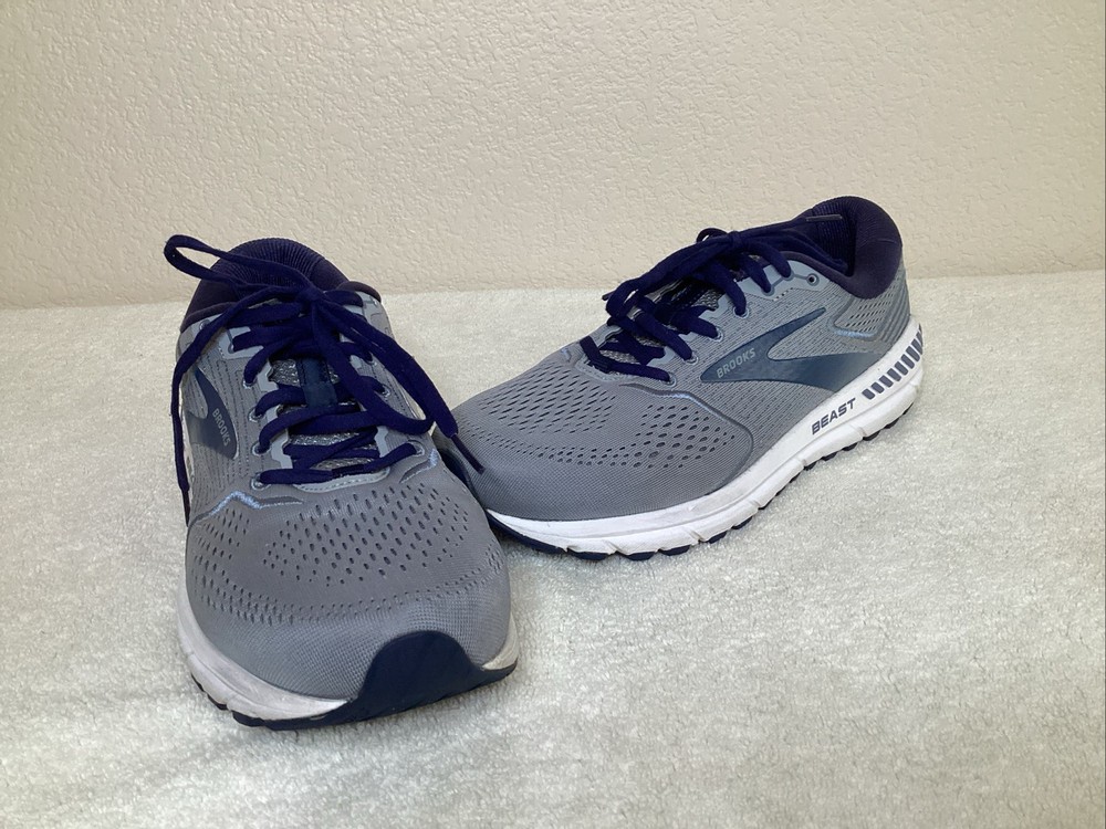 Brooks Beast Men’s Size 10 2E Wide Gray Navy Stability Running Shoes Orthopedic