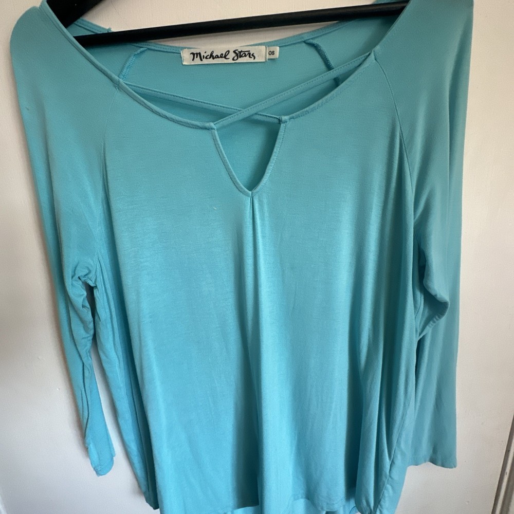 Michael Stars soft stretchy 3/4 sleeve boatneck Teal Women’s Top OS
