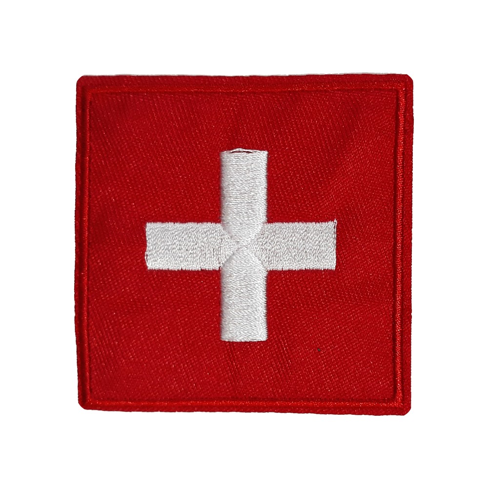 Red White Cross Patch Embroidered Iron-On Applique Military hospital EMT Medical