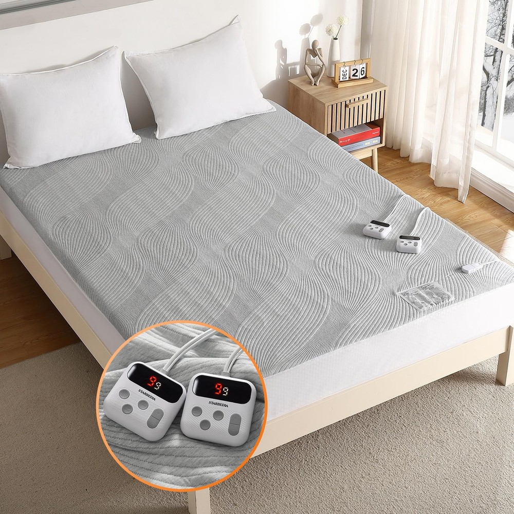 Heated Mattress Pad Queen Size Dual Control, Soft Breathable Electric Mattres...