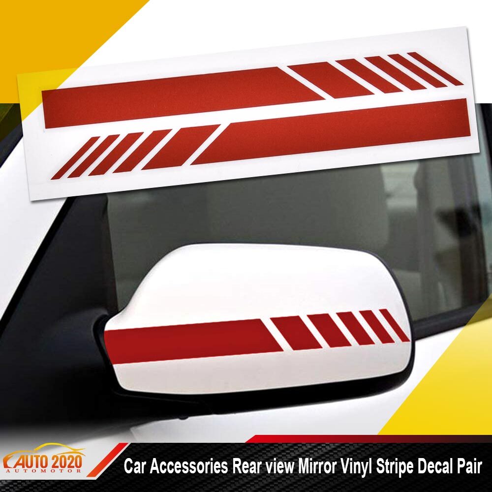 Red 5D Rearview Mirror Cover Car Sticker Trim Reflective Stripe Decal Waterproof
