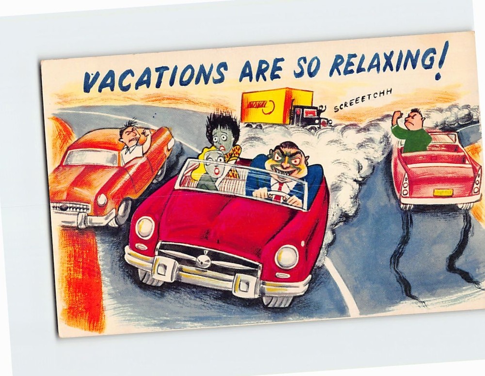 Postcard Driving Scene Joke/Humor Comic Art Print