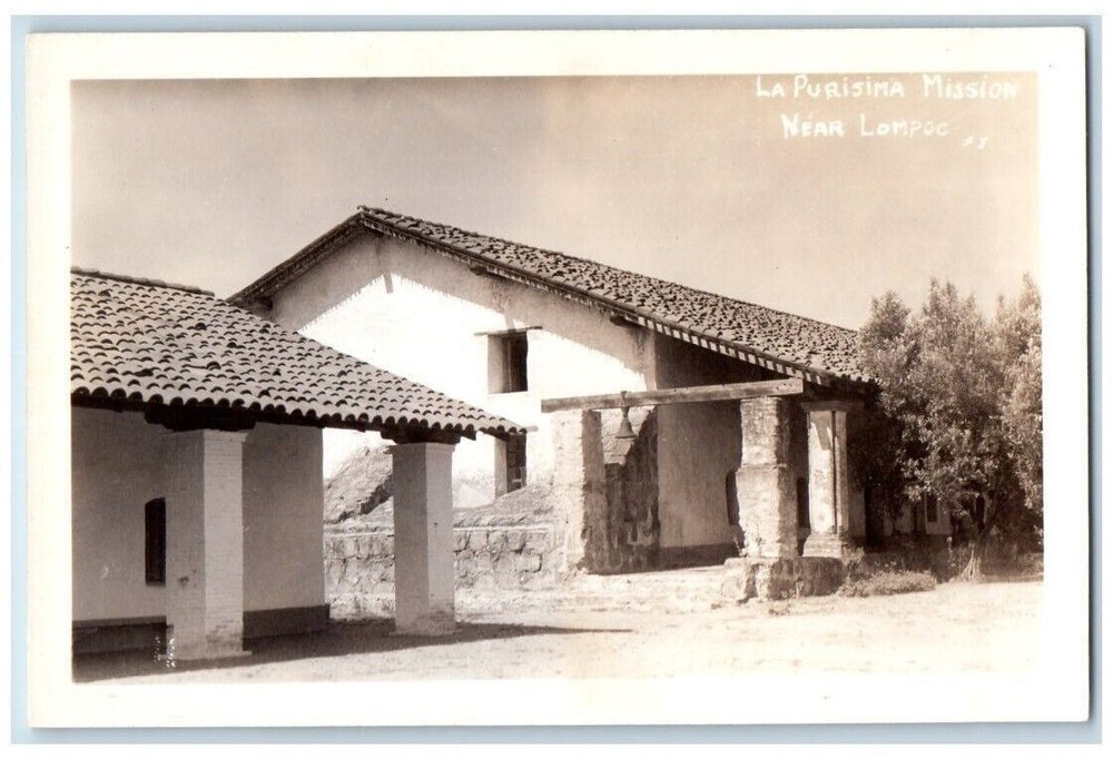c1940's View Of La Purisima Mission Lompoc California CA RPPC Photo Postcard