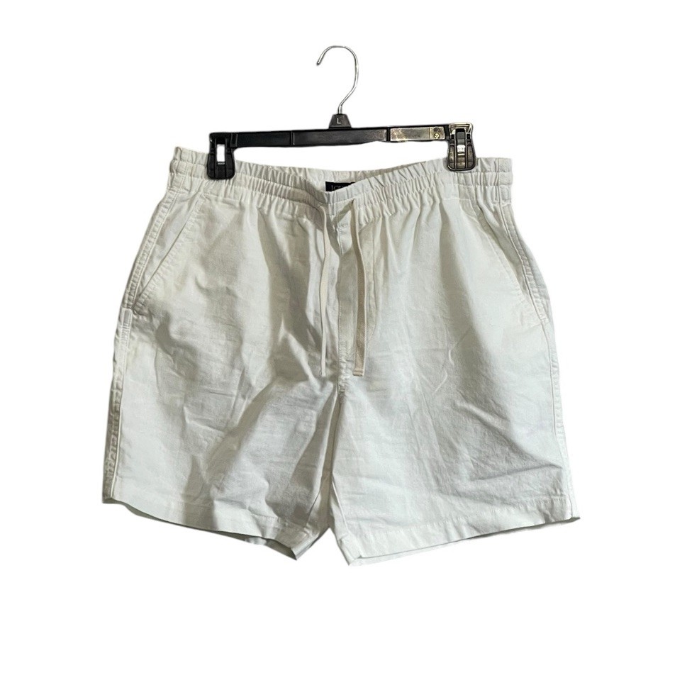 J Crew Linen-Blend Chino Shorts Medium Cream Drawstring Pull-On Casual Beach