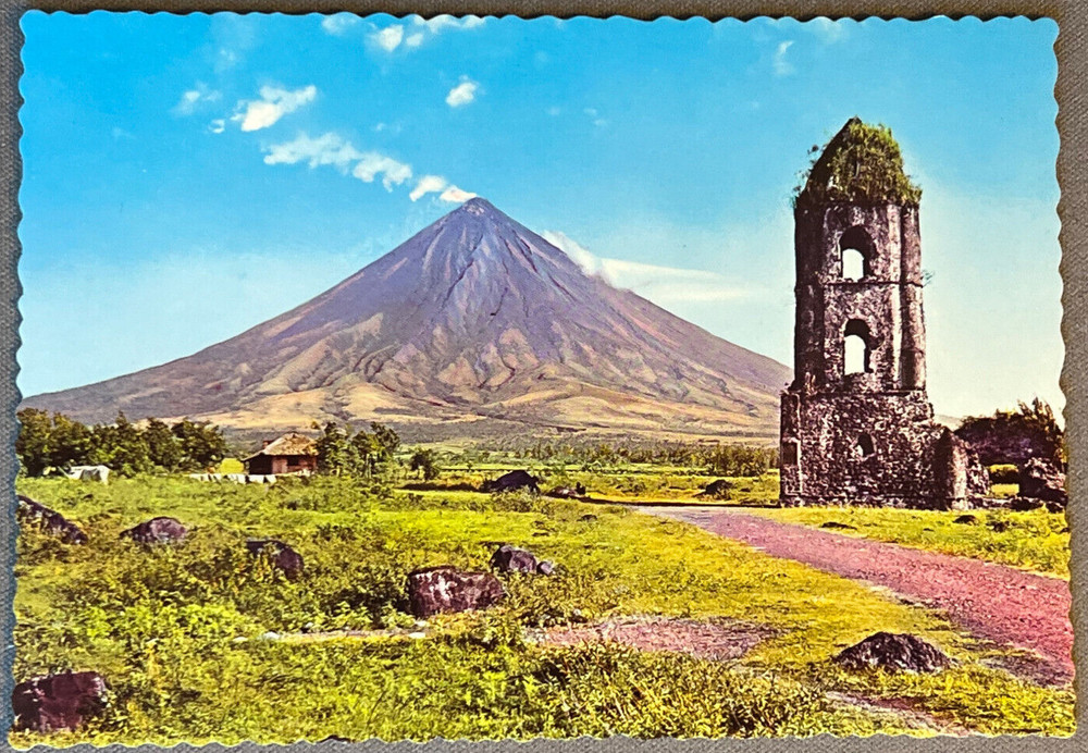 Philippines, Ruins Of Cagsawa Church and Mayon Volcano, ca 1980 Postcard