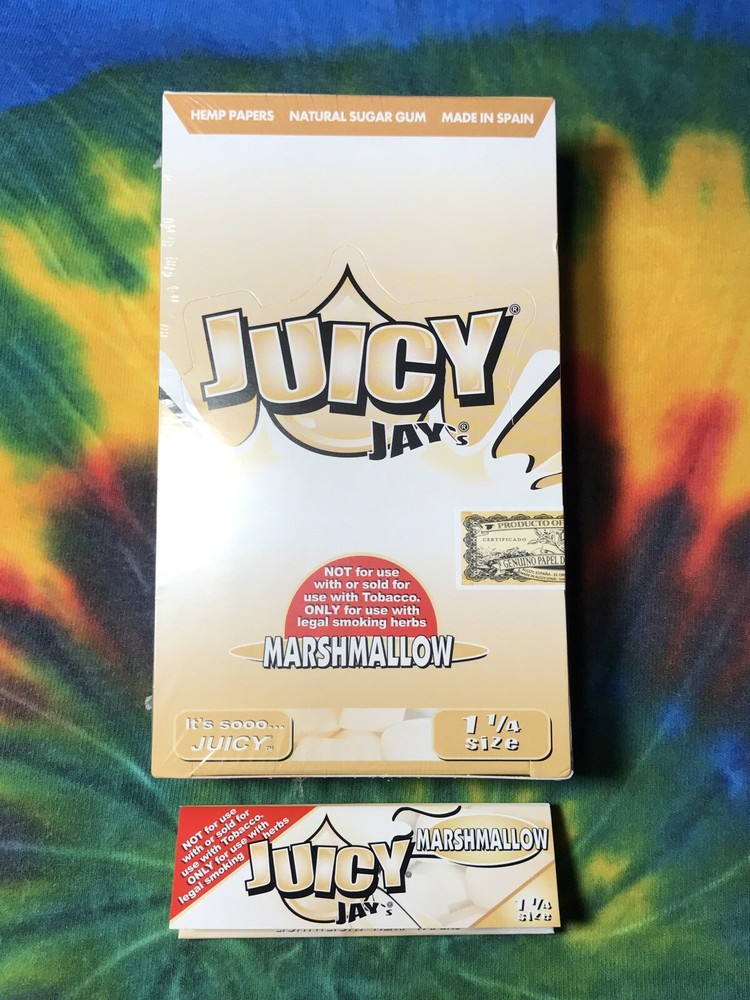 Juicy Jay 6 Packs Marshmallow 1 1/4 Hemp Rolling Papers Free USA Shipping
