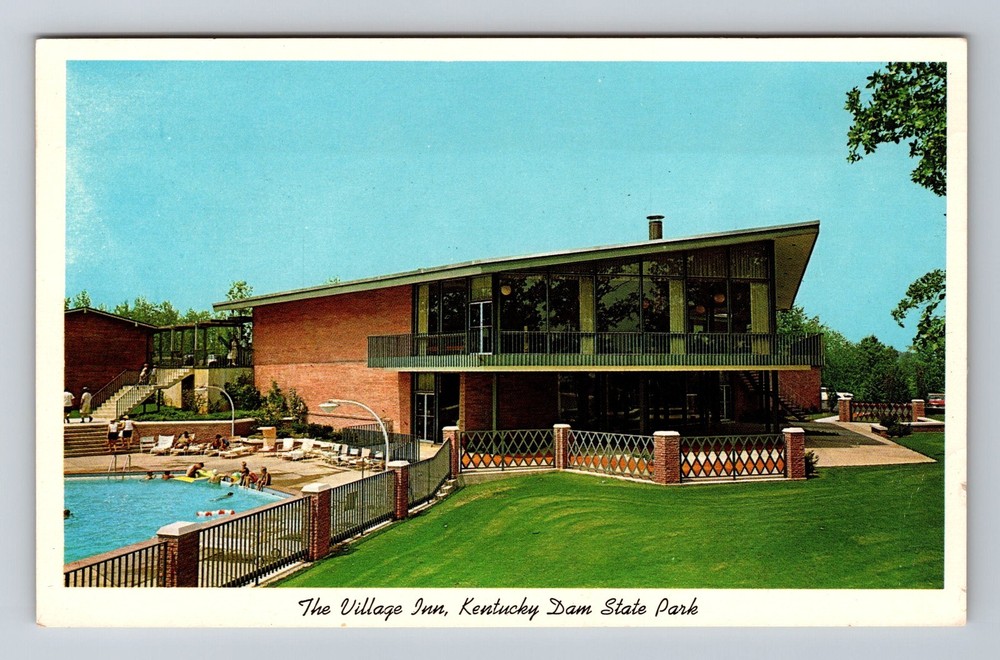 Gilbertsville KY-Kentucky Dam State Park Village Inn Pool Vintage Postcard PC