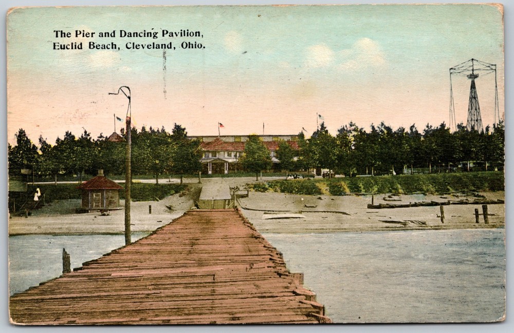 1913 Pier Pavilion Euclid Beach Cleveland Ohio ANTIQUE Postcard 8979