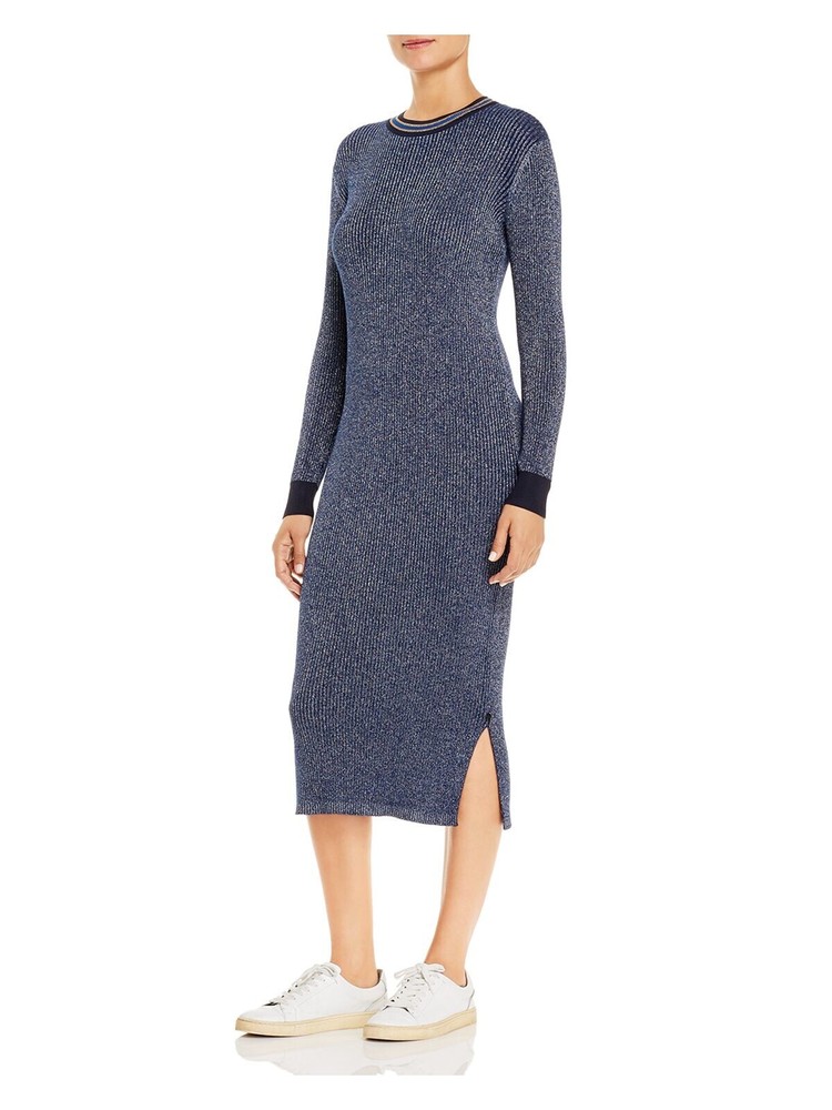 SCOTCH & SODA Womens Blue Knit Pullover Long Sleeve Midi Party Body Con Dress S