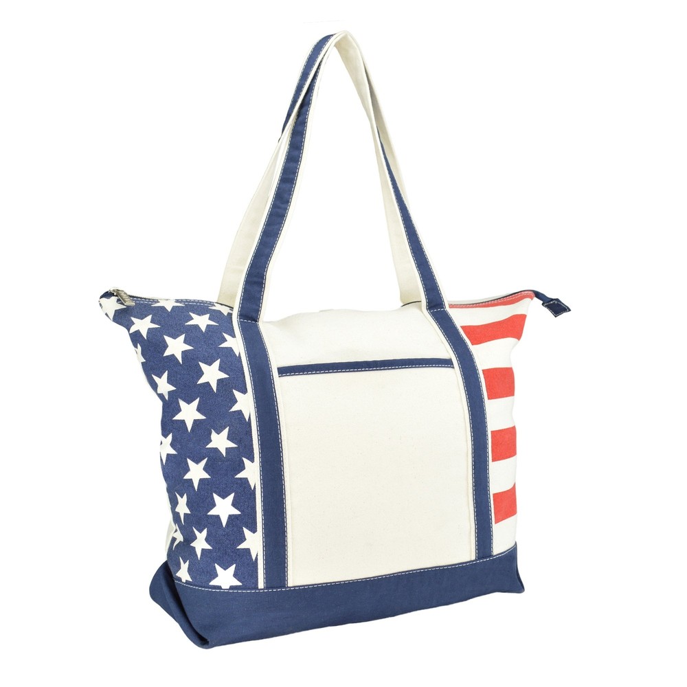 Flag Tote Bag USA American Pride Star Spangled Stars Stripes Shopping Grocery...