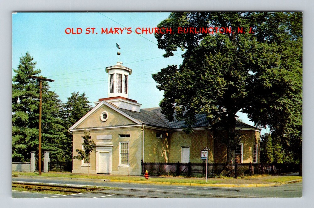 Burlington, NJ-New Jersey, Old St. Mary’s Church Landmark Vintage Postcard