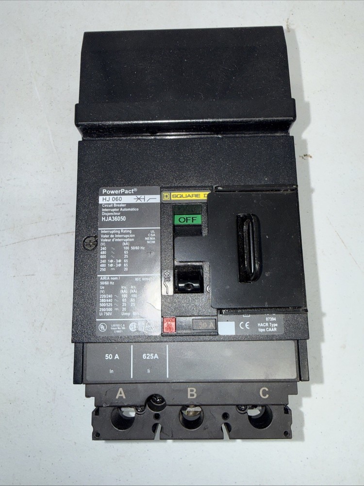 HJA36050 Square D 50 Amp Circuit Breaker 600V