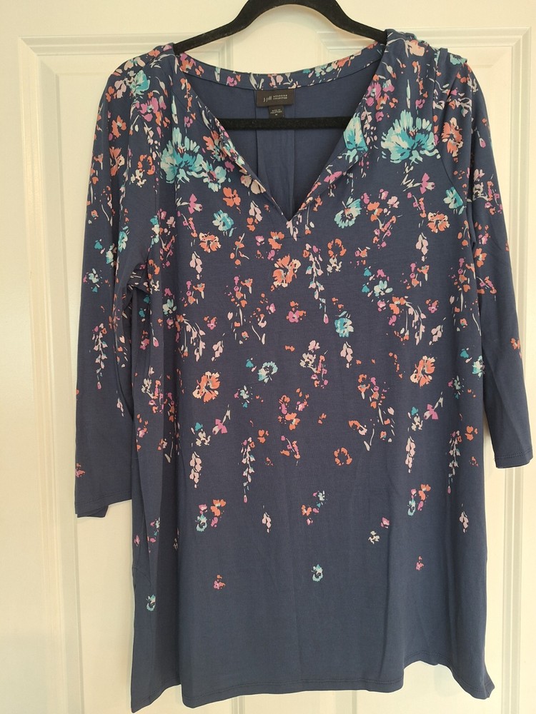 J. Jill Blue Floral  Tunic Women's Size Medium