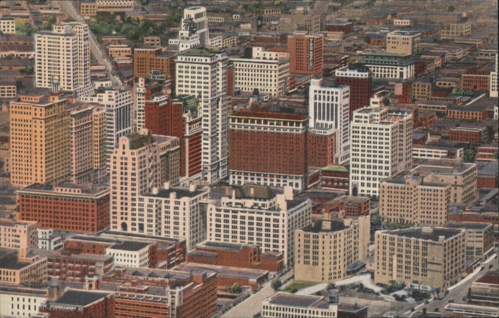 Dallas, Texas TX Downtown Dallas Aerial View-Skyscrapers Skyline Kropp Postcard