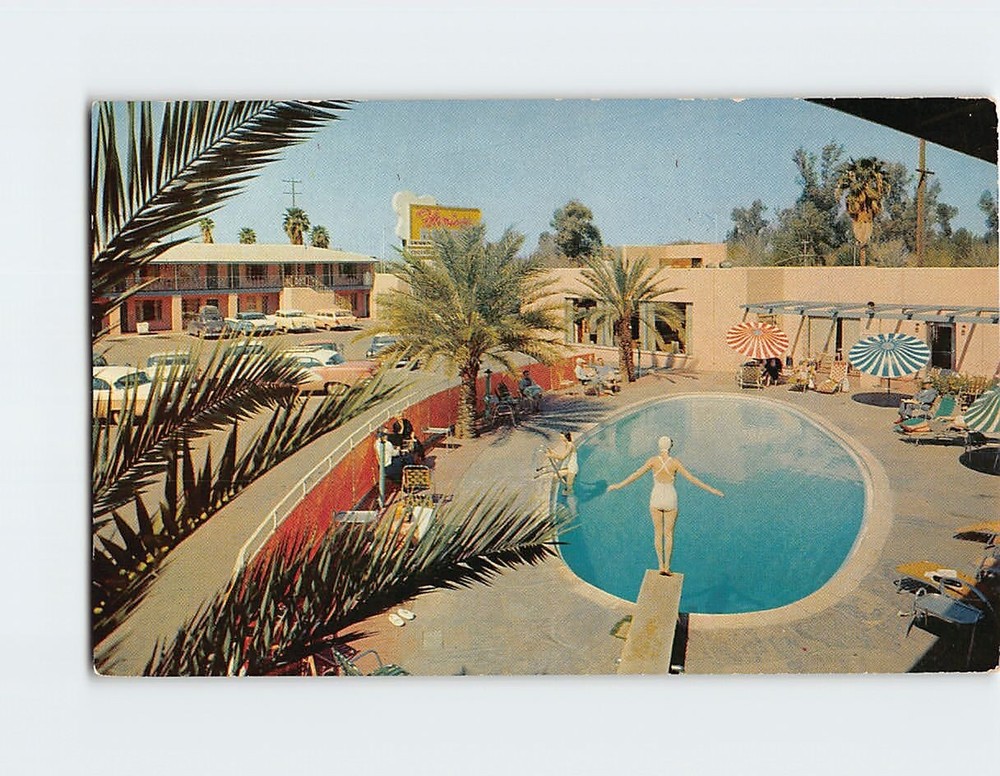 Postcard Swimming Pool At Flamingo Hotel Phoenix Arizona