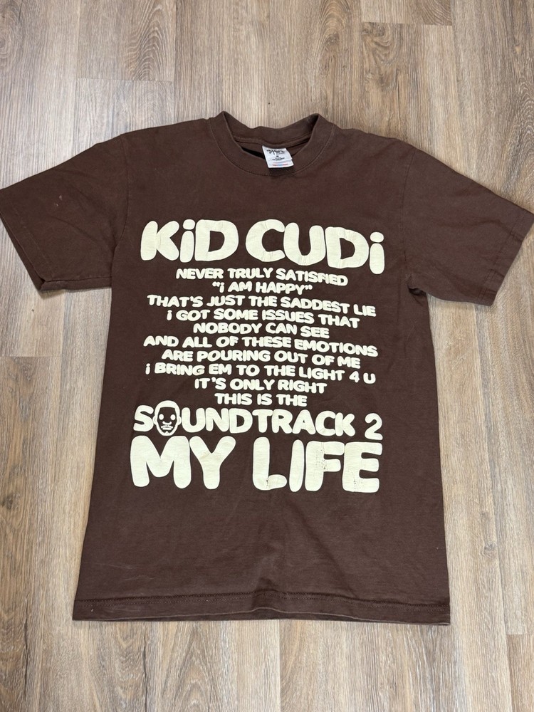 Kid Cudi Soundtrack 2 My Life Puff Paint Graphic Letter Lyrics T Shirt Size Med