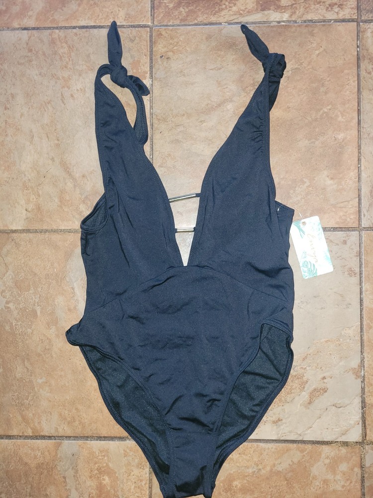 NWT Envya Swimwear Black One Piece Swimsuit Size Medium