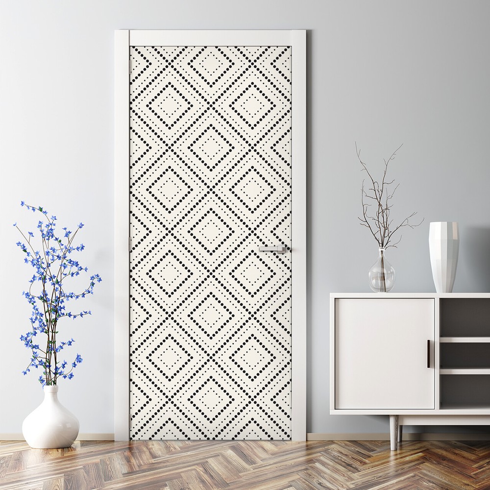 Geometric circles removable white door mural self-adhesive peel and stick decal
