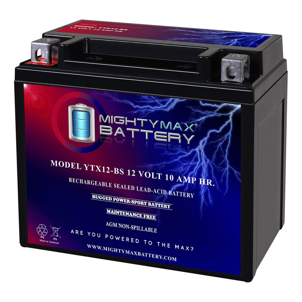 Mighty Max YTX12-BS 12V 10AH Battery for Yamaha YZF 600 R Thundercat 95-05