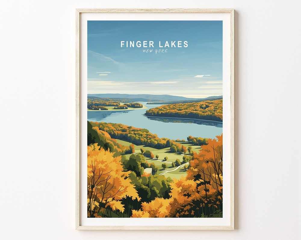 Finger Lakes and Lake Ontario Travel Wall Art New York Scenic Landscape Poster  