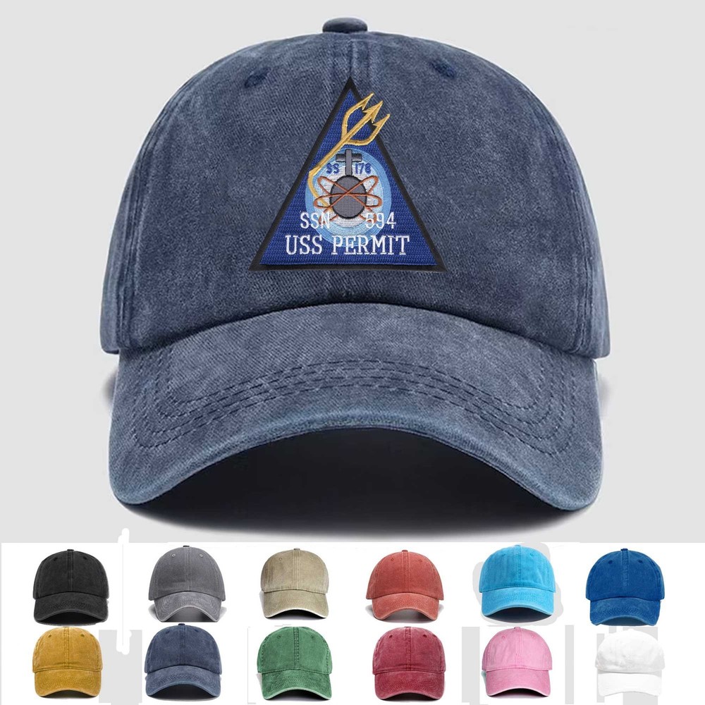 Custom Personalization Embroidered Hat SSN-594 USS Permit, Veteran Cap, Gift