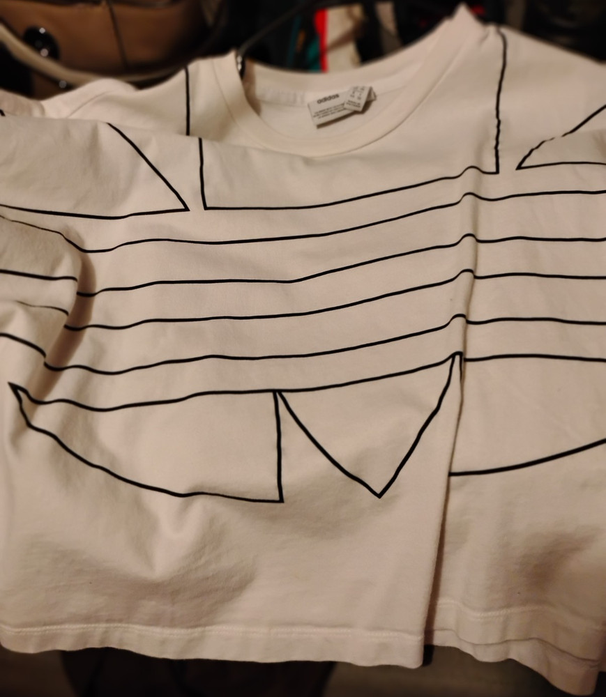 adidas Originals White Black Graphic Logo Men's T-Shirt Size L