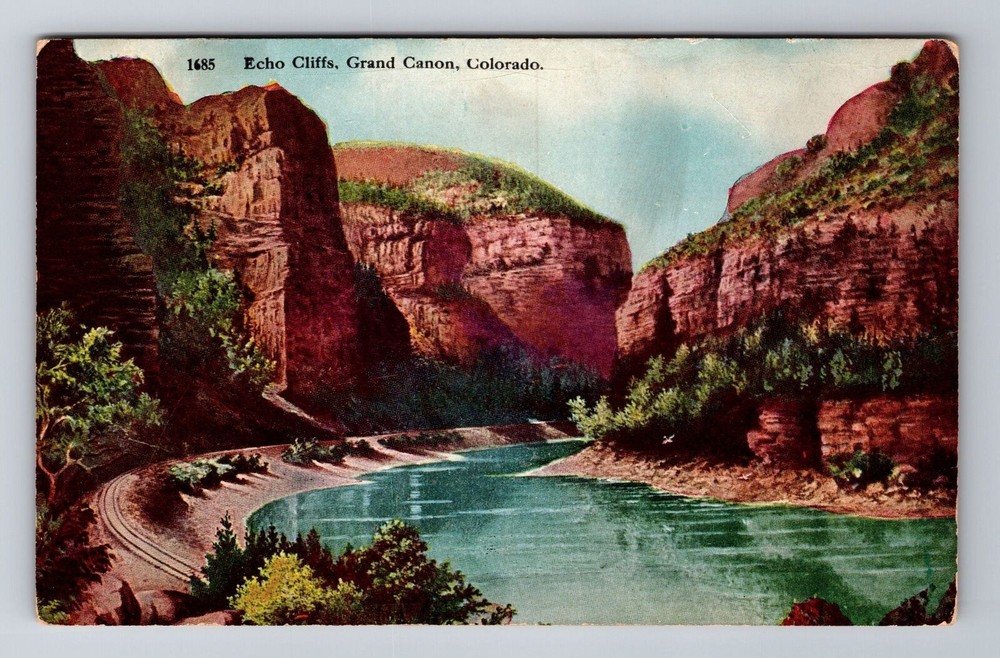 Grand Canon CO-Colorado, Grand River's Scenic Echo Cliffs, Vintage Postcard