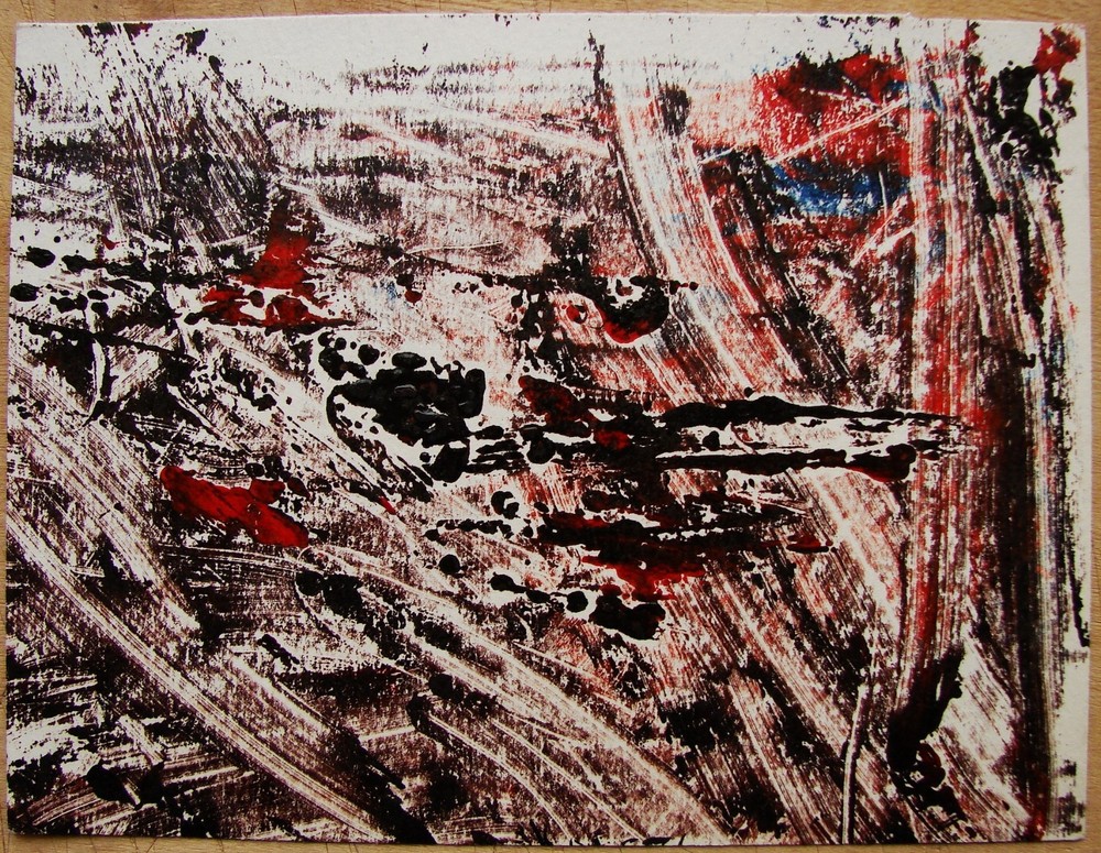 Ukrainian Soviet USSR monotype monoprint graphic abstract non-objective art-image