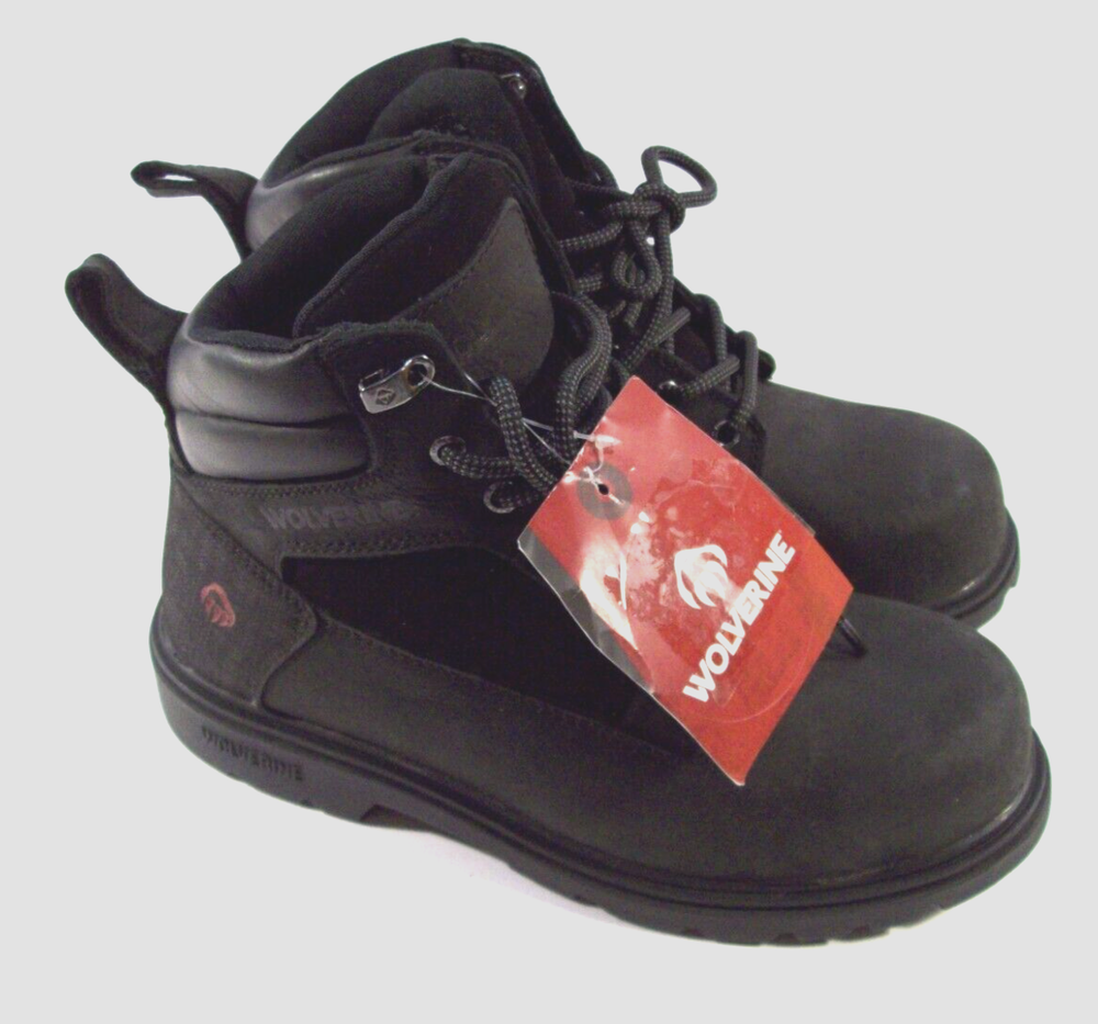 Men's Wolverine Bulldozer 2 Black Steel Toe Work Boots Size 8M